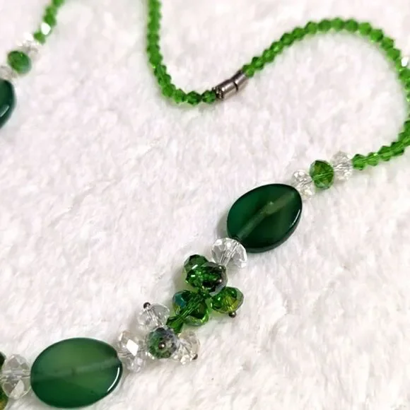 Vintage Artisan Made Green Crystal Bead and Glass Bead Necklaces - Picture 11 of 13